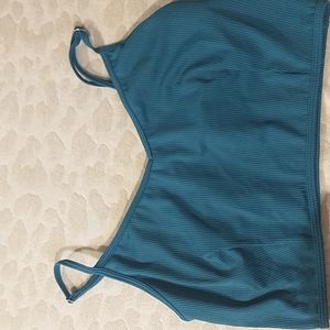 Kortni Jeane teal ribbed vneck top. Size large
